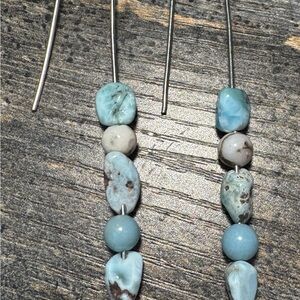 Elegant Genuine Larimar Stone Earrings